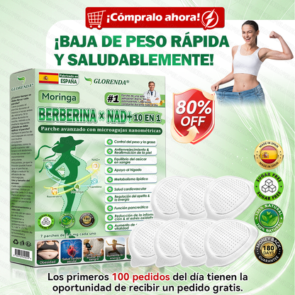 🔥 ¡Solo 10 cajas! 30% de descuento extra. 𝐆𝐋𝐎𝑹𝑬𝑵𝑫𝗔® 𝑴𝒐𝒓𝒊𝒏𝒈𝒂 · 𝑩𝒆𝒓𝒃𝒆𝒓𝒊𝒏𝒆 × 𝑵𝑨𝑫+ 𝑷𝒂𝒓𝒄𝒉𝒆 𝒂𝒗𝒂𝒏𝒛𝒂𝒅𝒐 10-𝒆𝒏-1 : seguro, probado y eficaz para peso, glucosa, digestión y energía.